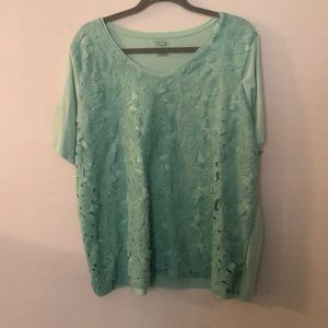 Light Blue Crochet Lace Floral Top